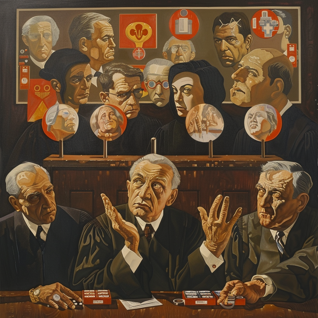 ๋ค์ ํฉํ ์๊ฒฌ ์ฌํ๊ด๋ค์ด ํ ๋ช
์ ์ํ ์๊ฒฌ ์ฌํ๊ด์ ์ค๋ํ๋ ์ฌ์ง